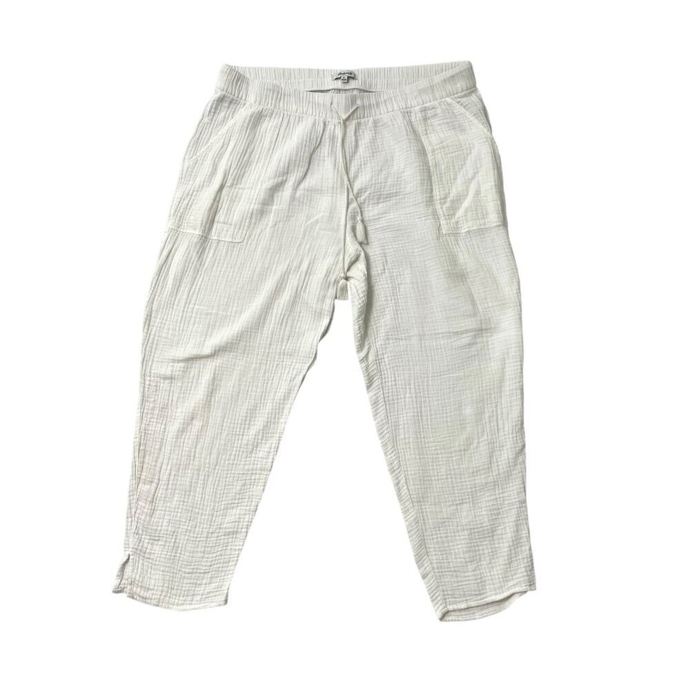 MADEWELL Crinkle Gauze Pull-On Lightweight Pants Breezy Classic White size XL